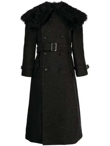 Comme Des Garçons Comme Des Garçons однобортное пальто с меховым воротником, черный