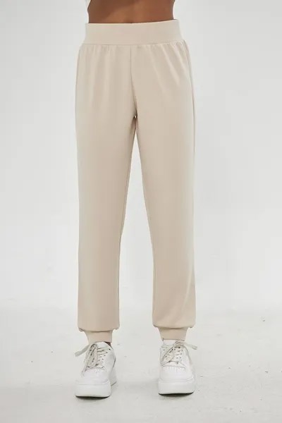 Бежевые женские спортивные штаны удобного кроя Chandraswear