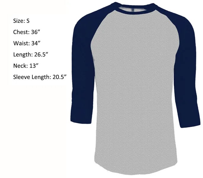 Обычная футболка с рукавом 3/4 Бейсбольный джерси реглан Спортивная мужская Серая Темно-синяя S
