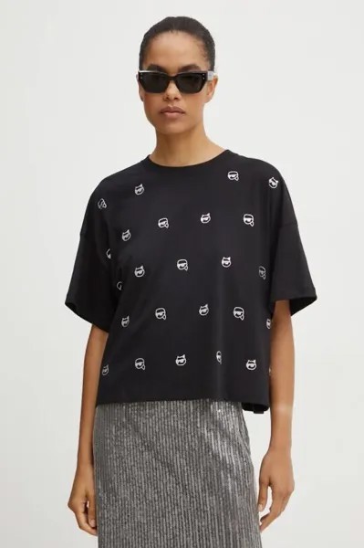 Хлопковая футболка Karl Lagerfeld, черный