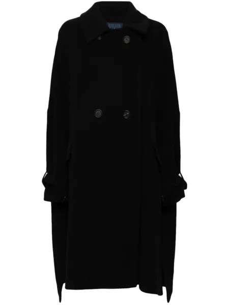 Yohji Yamamoto двубортное пальто из смесовой шерсти, черный