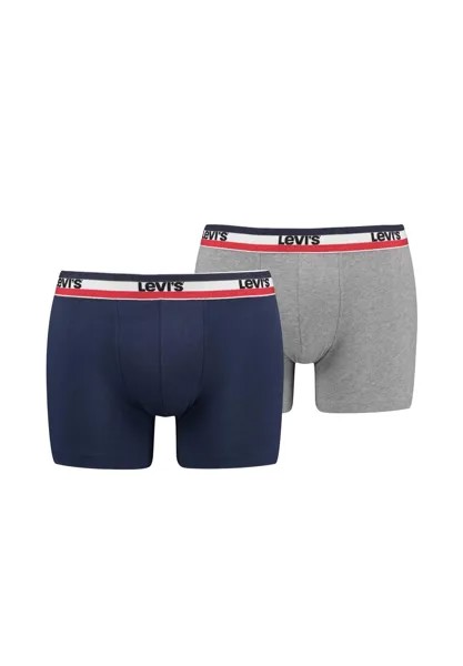 Мужские боксеры, 2 шт. - Sportswear Boxer Brief Organic, пояс с логотипом Levi's, цвет Blau Hellgrau