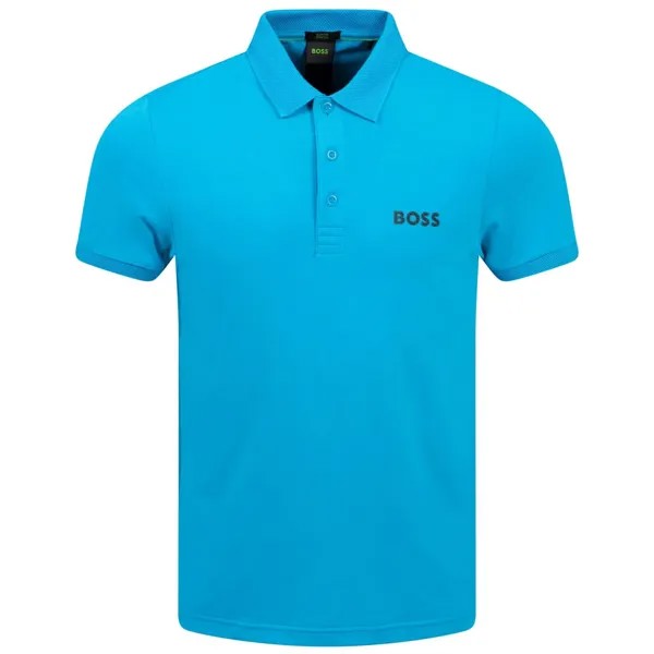 Мужская рубашка-поло приталенного кроя из хлопка Paule Hugo Boss, бирюзовая