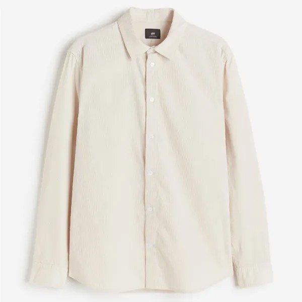 Рубашка H&M Regular Fit Corduroy, светло-бежевый