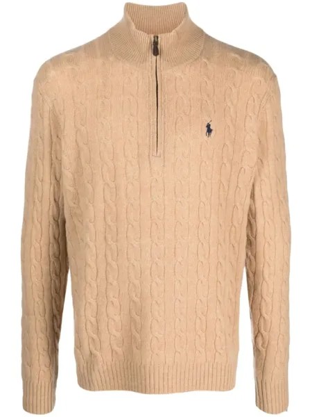 Polo Ralph Lauren вязаный джемпер с вышитым логотипом, коричневый