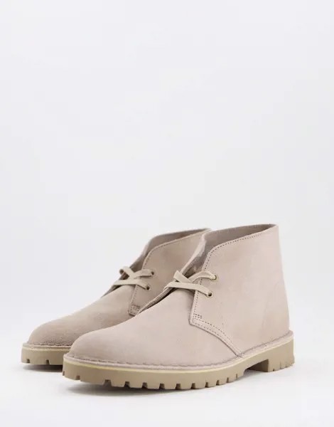 Песочные замшевые дезерты Clarks Originals Desert Rock-Светло-бежевый цвет