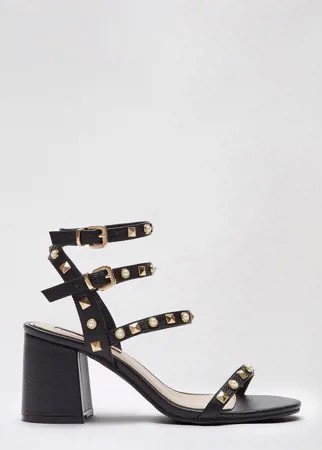 Черные босоножки на каблуке Miss Selfridge-Черный цвет