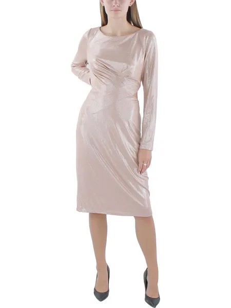 Женское блестящее коктейльное и вечернее платье миди Lauren Ralph Lauren, цвет Pink/Silver