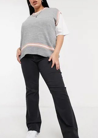 Черные джинсы с легким клешем от колена COLLUSION Plus x008-Черный цвет