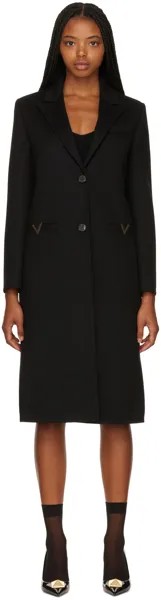 Черное пальто на пуговицах Valentino
