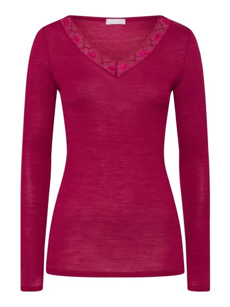 Топ Hanro Longsleeve Woolen Lace, цвет intense garnet