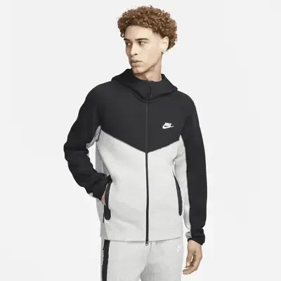 Худи Nike Sportswear Tech Fleece Windrunner, цвет Dark Grey Heather/Black/White