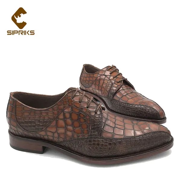 Мужские ботинки Goodyear, повседневные, с острым носком, с принтом крокодиловой кожи, Бельгийская стежка, роскошная обувь для мужчин Sipriks