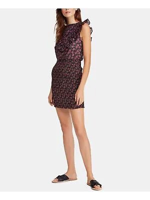 Женское фиолетовое мини-платье-футляр без рукавов с круглым вырезом FREE PEOPLE S