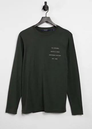 Лонгслив цвета хаки Scotch & Soda-Зеленый цвет