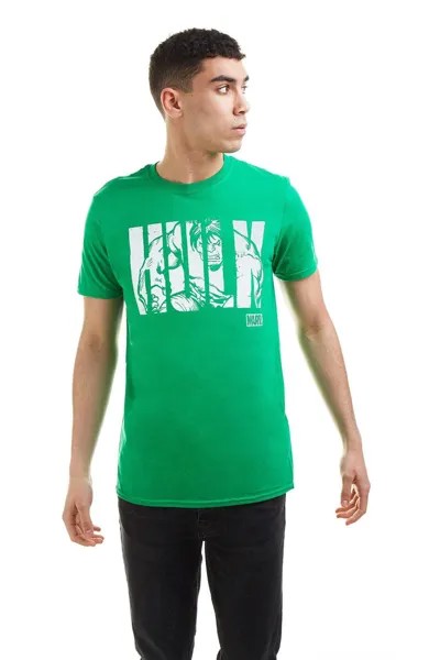 Хлопковая футболка с надписью «Халк» Marvel, зеленый