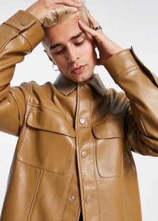 Светло-коричневая куртка из искусственной кожи в стиле вестерн ASOS DESIGN-Коричневый цвет
