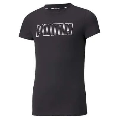 Puma Runtrain Футболка с круглым вырезом и короткими рукавами Молодежные девушки Черные повседневные топы 589204