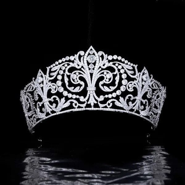 Классическая большая женская свадебная диадема с фианитом