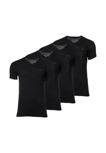 Мужская футболка, 4 шт. в упаковке - V-NECK T-SHIRT 4-PACK, V-образный вырез, короткий рукав, хлопок GANT, черный