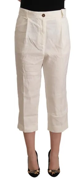 Брюки ANNIE P Белые льняные укороченные брюки-капри с высокой талией IT44/US10/L 450 долларов США