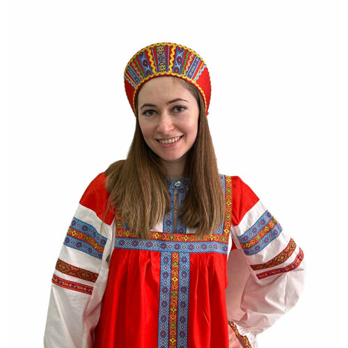 Кокошник русский народный женский зеленый ободок взрослый Радуга