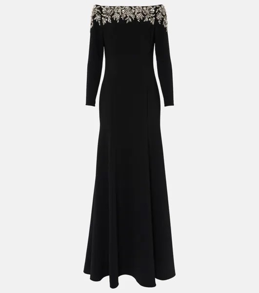 Платье Rosabel с открытыми плечами, расшитое бисером Jenny Packham, черный