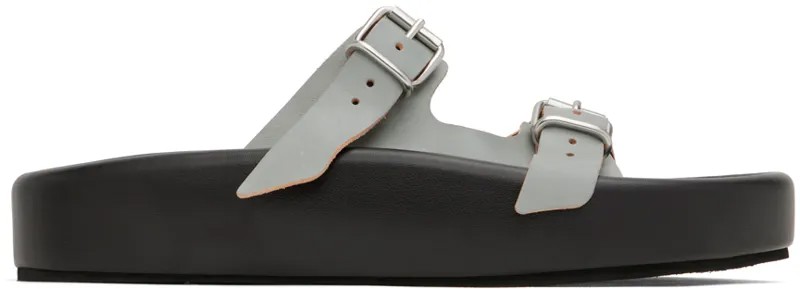 Черно-серые кожаные сандалии MM6 Maison Margiela