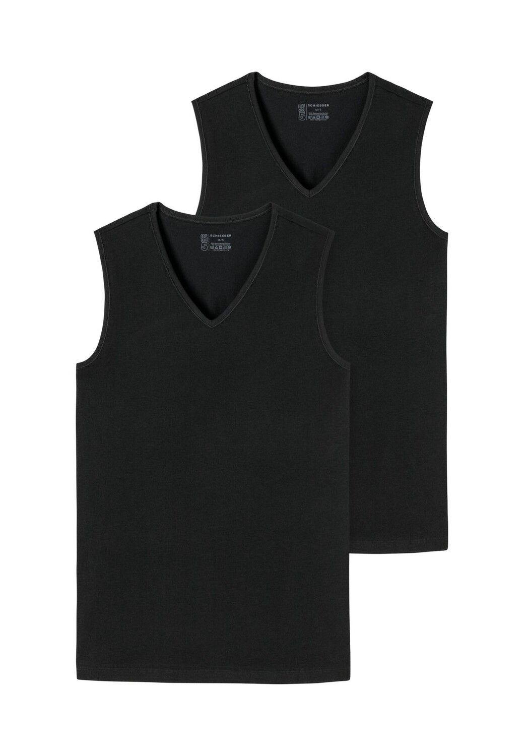 Мужские майки, упаковка из 2 шт. - серия 95/5, V-образный вырез, S-XXL SCHIESSER, черный