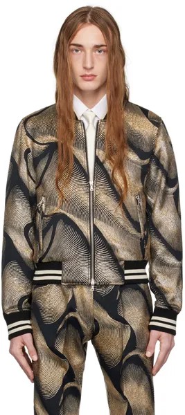 Черно-золотой жаккардовый бомбер Dries Van Noten