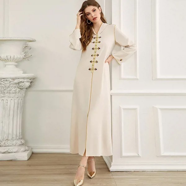 Eid Abaya Дубай Кафтан, мусульманское женское длинное Макси-платье с капюшоном, 2022 Caftan Marocain Арабская одежда, турецкое вечернее платье