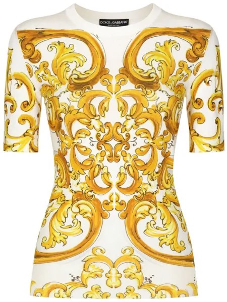 Dolce & Gabbana свитер с узором Majolica, желтый