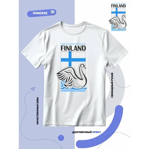 Футболка SMAIL-P флаг Финляндии-Finland и национальный символ, размер 3XL, белый