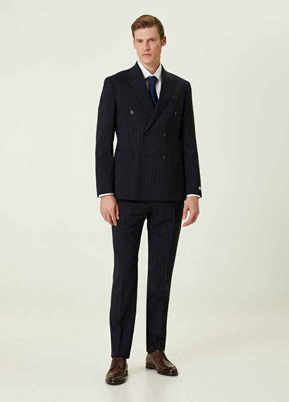 Полосатый шерстяной костюм Beymen Collection, синий