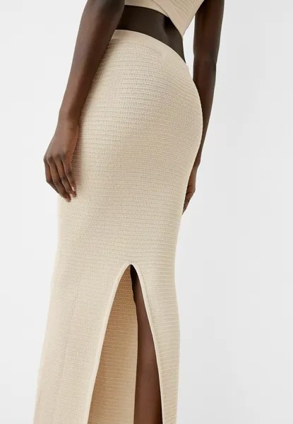 Юбка макси MIDI Bershka, песочный