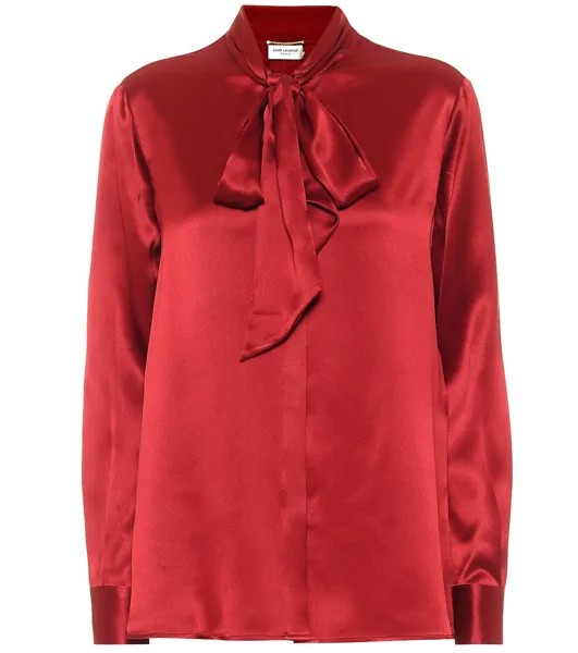 Блузка из шелкового атласа SAINT LAURENT, красный
