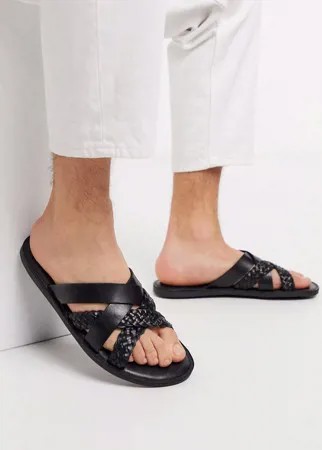 Кожаные сандалии с плетеными ремешками Dune-Черный