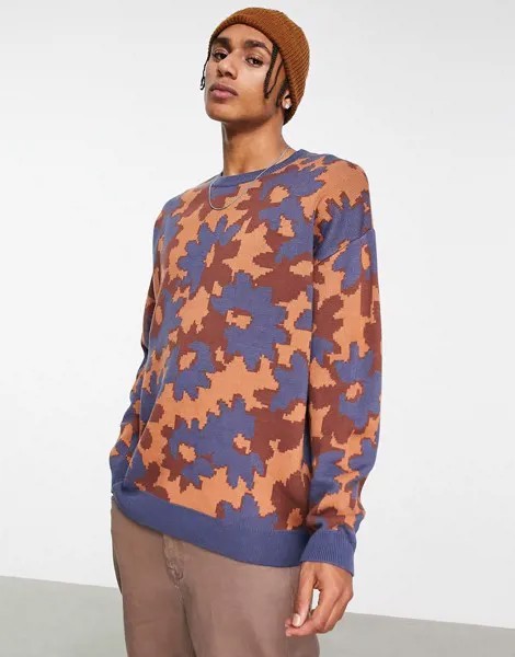 Oversized-джемпер с жаккардовым цветочным узором ASOS DESIGN-Разноцветный