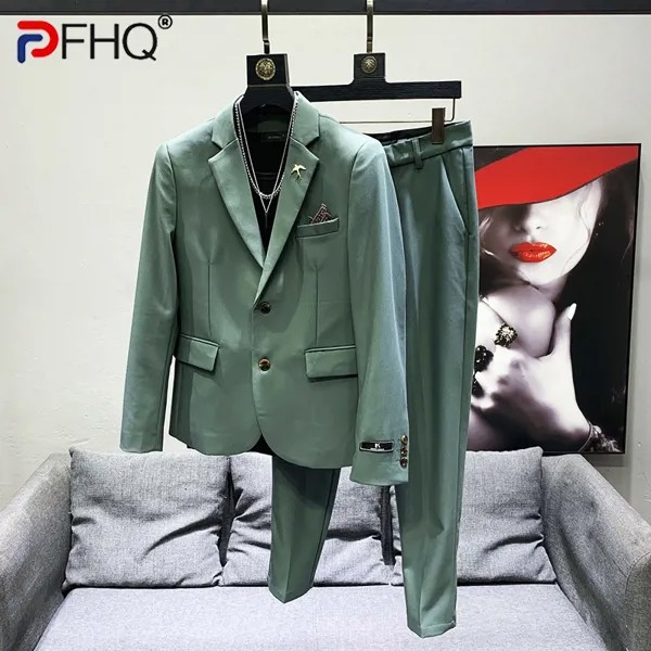 PFHQ 2023, корейские стильные мужские повседневные Костюмы, Высококачественная Модная элегантная куртка и брюки, красивый облегающий комплект из двух предметов, Новинка