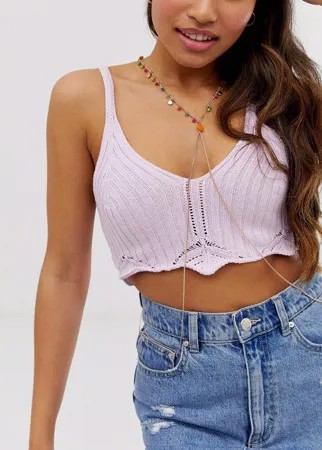 Золотистая цепочка для тела с разноцветными круглыми подвесками ASOS DESIGN-Золотой