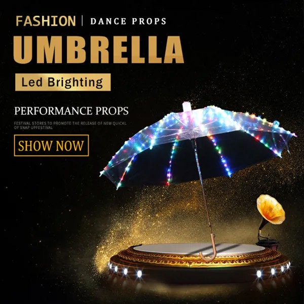 Новое поступление танцевальная Светодиодная лампа, зонт реквизита для индийского беллиданса, аксессуары LED 4 цвета для женщин/зонтик для де...