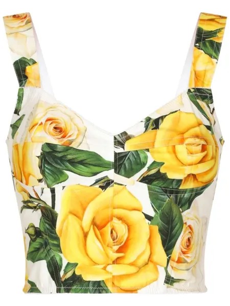 Dolce & Gabbana топ-корсет с цветочным принтом, белый