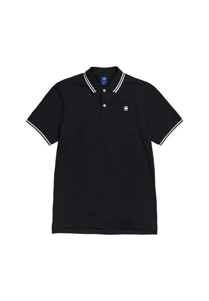 Мужская рубашка-поло - Dunda Slim Stripe Polo, планка на пуговицах, натуральный хлопок G-STAR RAW, черный