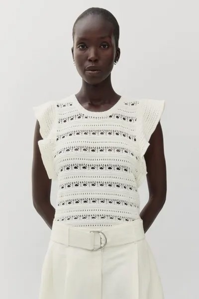 Рубашка из трикотажа пуантелле H&M, белый