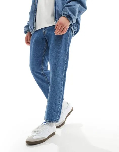Широкие укороченные джинсы жесткого синего цвета Jack & Jones Mark