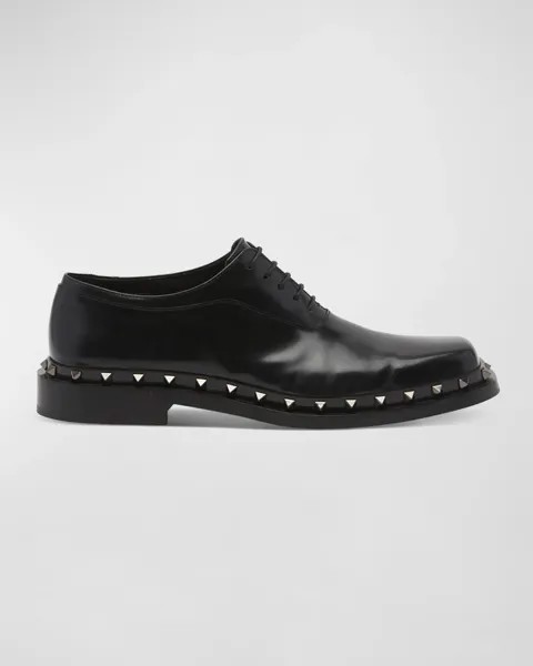 Мужские кожаные туфли дерби Rockstud Valentino Garavani, цвет Black