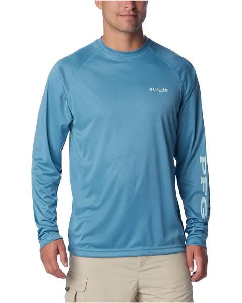 Рубашка Columbia Terminal Tackle Heather Long Sleeve, цвет Canyon Blue Heather/Icy Morn Logo