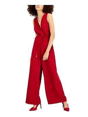 INC DRESSES Женский красный комбинезон без рукавов с широкими штанинами и поясом 16