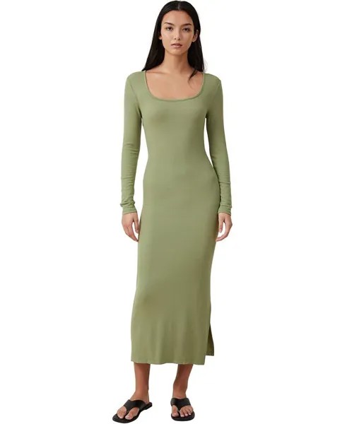 Женское платье макси с длинными рукавами COTTON ON, зеленый