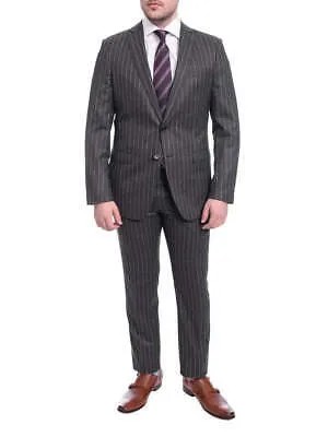 Blujacket - приталенный костюм из серой меловой полоски с двумя пуговицами и полухолщовой тканью Vbc, шерстяной костюм